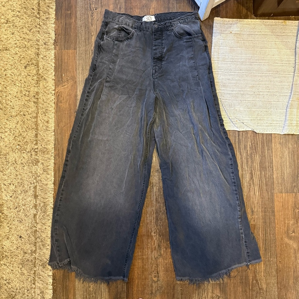We The Free Wide-Leg Washed Black Flare Wide Leg Jeans